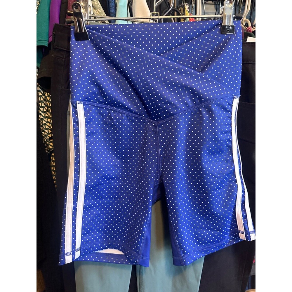 NWT XS WILO Blue White Polka Dot Print V Waist Short Surf Bike Short